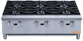 Brika - 36" Natural Gas Hot Plate, 6 Burners, 168,000 BTU - BHP-366