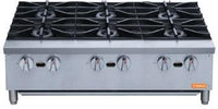 Brika - 36" Natural Gas Hot Plate, 6 Burners, 168,000 BTU - BHP-366