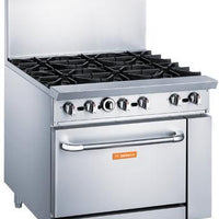 Brika - 36" Natural Gas Restaurant Range, 6 Open Burners with Standard Oven, 233,000 BTU - BGR-6B