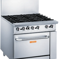 Brika - 36" Natural Gas Restaurant Range, 6 Open Burners with Standard Oven, 233,000 BTU - BGR-6B