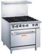 Brika - 36" Natural Gas Restaurant Range, 6 Open Burners with Standard Oven, 233,000 BTU - BGR-6B