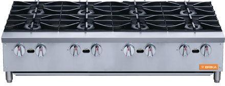 Brika - 48" Natural Gas Hot Plate, 8 Burners, 224,000 BTU - BHP-488