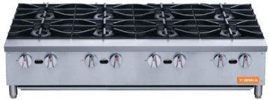 Brika - 48" Natural Gas Hot Plate, 8 Burners, 224,000 BTU - BHP-488