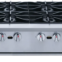 Brika - 48" Natural Gas Hot Plate, 8 Burners, 224,000 BTU - BHP-488