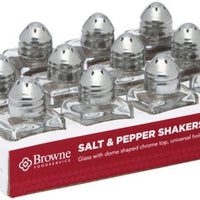 Browne - 0.5 Oz Classic Square Salt/Pepper Shakers Dome-Shaped Top with Universal Holes ( Pack of 12) - 575225