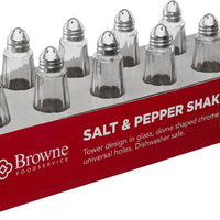 Browne - 1 Oz Salt & Pepper Glass Shaker Tower with Chrome Top (Pack of 12) - 575221