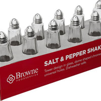 Browne - 1 Oz Salt & Pepper Glass Shaker Tower with Chrome Top, Pack of 72 - 575221