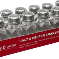 Browne - 1 Oz Salt & Pepper Glass Shaker Tower with Stainless Steel Mushroom Top (Pack of 12) - 575224