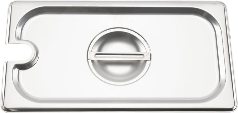 Browne - 10.4" Stainless Steel Notched Cover for One-Fourth Size Steam Table Pan - 575559