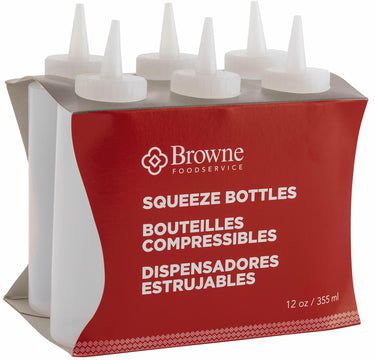 Browne - 12 Oz Clear Squeeze Bottle/Dispensers, Pack of 6 - 57801200