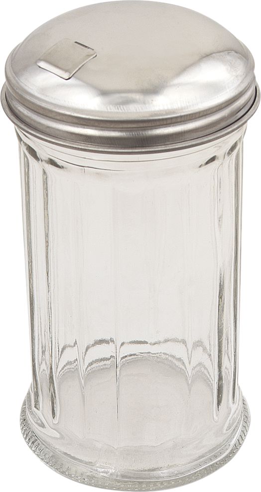 Browne - 12 Oz Fluted Glass Sugar Pourers with Stainless Steel Top, Pack of 4 - 575228