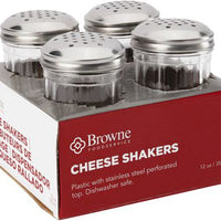 Browne - 12 Oz Plastic Cheese Shakers with Stainless Steel Perforated Top (Pack of 4) - 575233