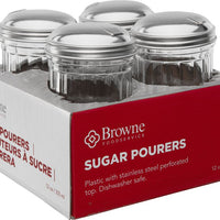 Browne - 12 Oz Plastic Sugar Pourer with Stainless Steel Top ( Pack of 4) - 575231