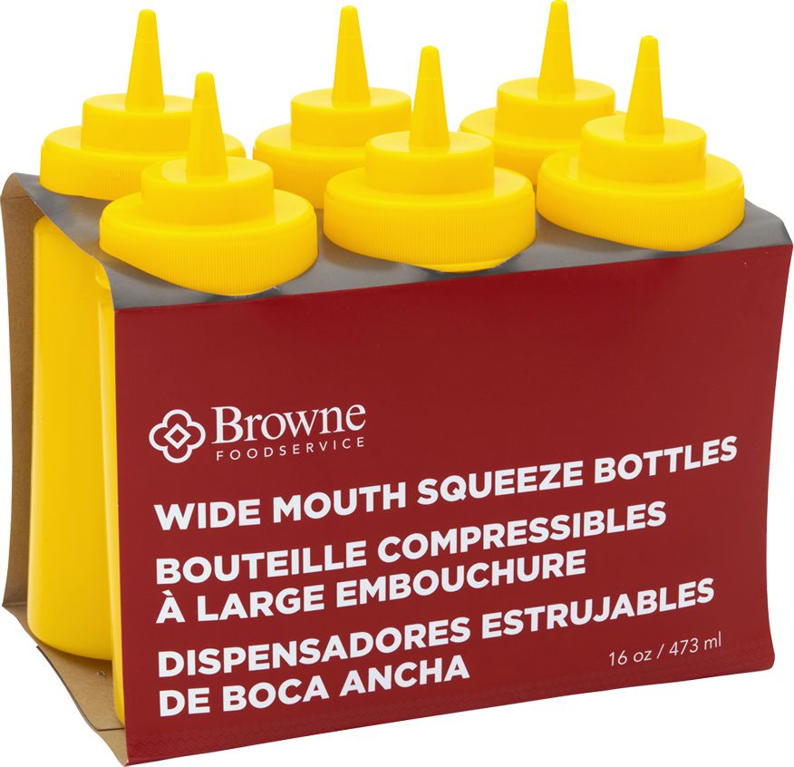 Browne - 12 Oz Yellow Squeeze Bottle/Dispensers, Pack of 6 - 57801217