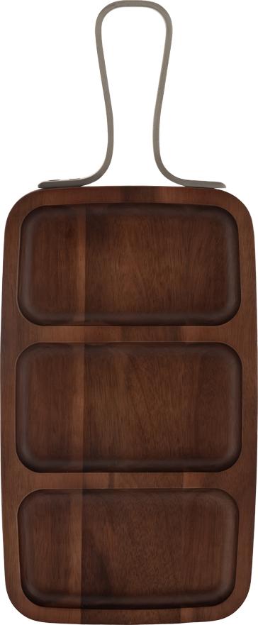 Browne - 12" x 7" Acacia Wood Sectioned Serving Board With Handle - 571507