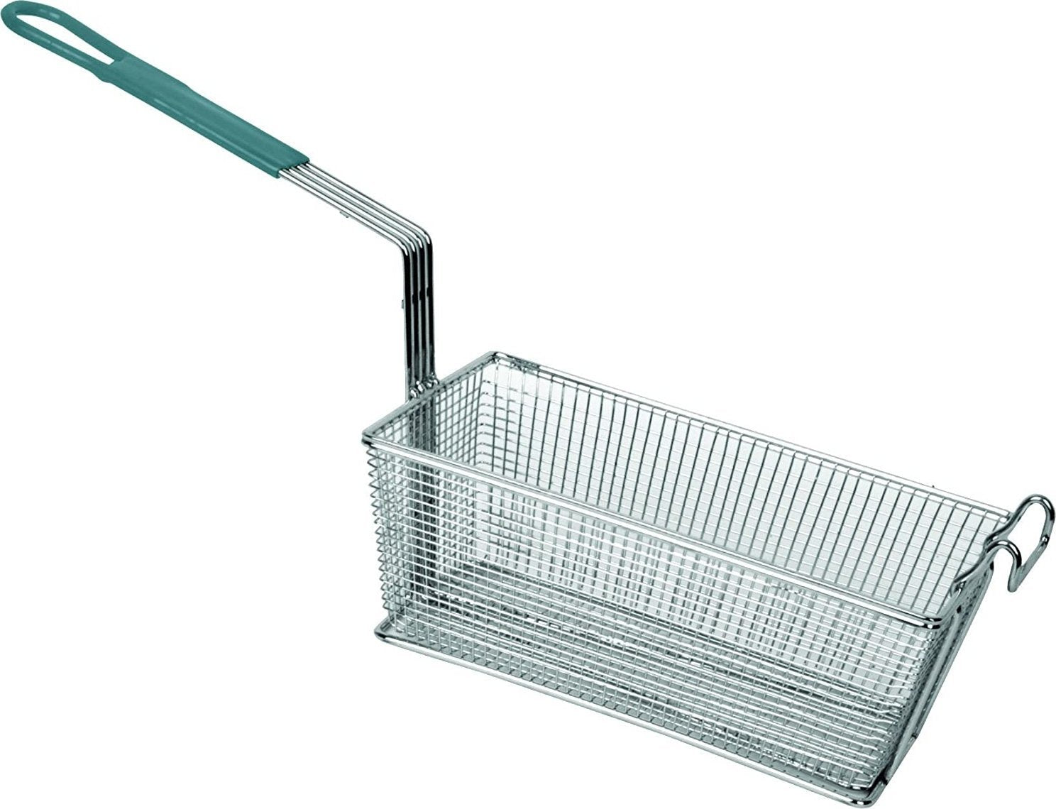 Browne - 12.5" x 6.25" Green Handle Rectangular Fry Basket - 79213