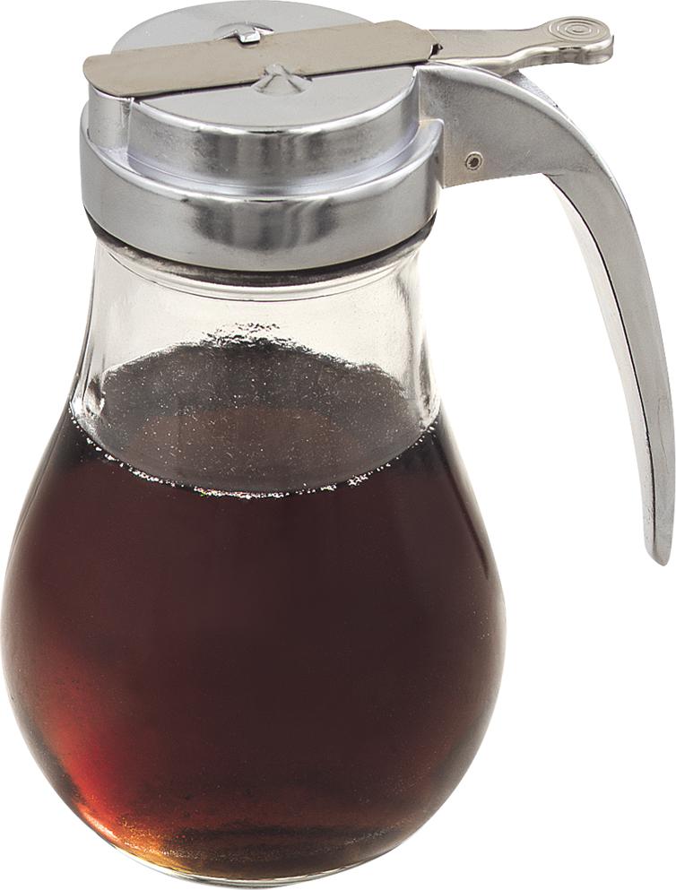 Browne - 14 Oz Syrup Dispenser with Chrome-Plated Stainless Steel Top Set, Pack of 4 - 575229