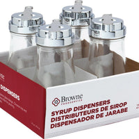Browne - 14 Oz Syrup Dispenser with Chrome-Plated Stainless Steel Top Set (Pack of 4) - 575229