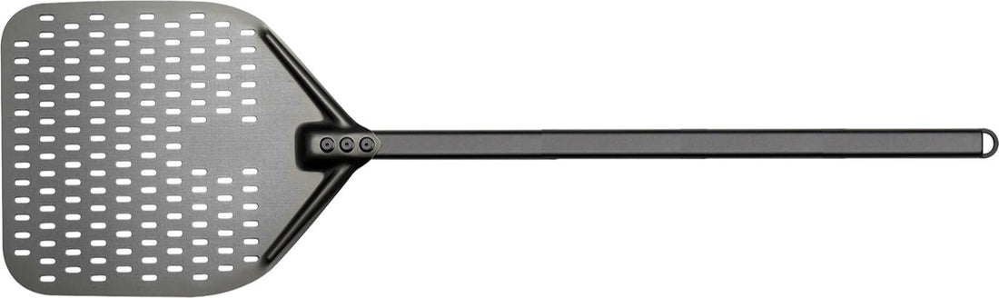 Browne - 14x12" Hard Anodized Aluminum Perforated Pizza Peel with 59" Handle - 242590