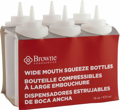 Browne - 16 Oz Clear Wide Mouth Squeeze Dispenser, Pack of 6 - 57801700