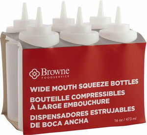 Browne - 16 Oz Clear Wide Mouth Squeeze Dispenser ( Set Of 6 ) - 57801700