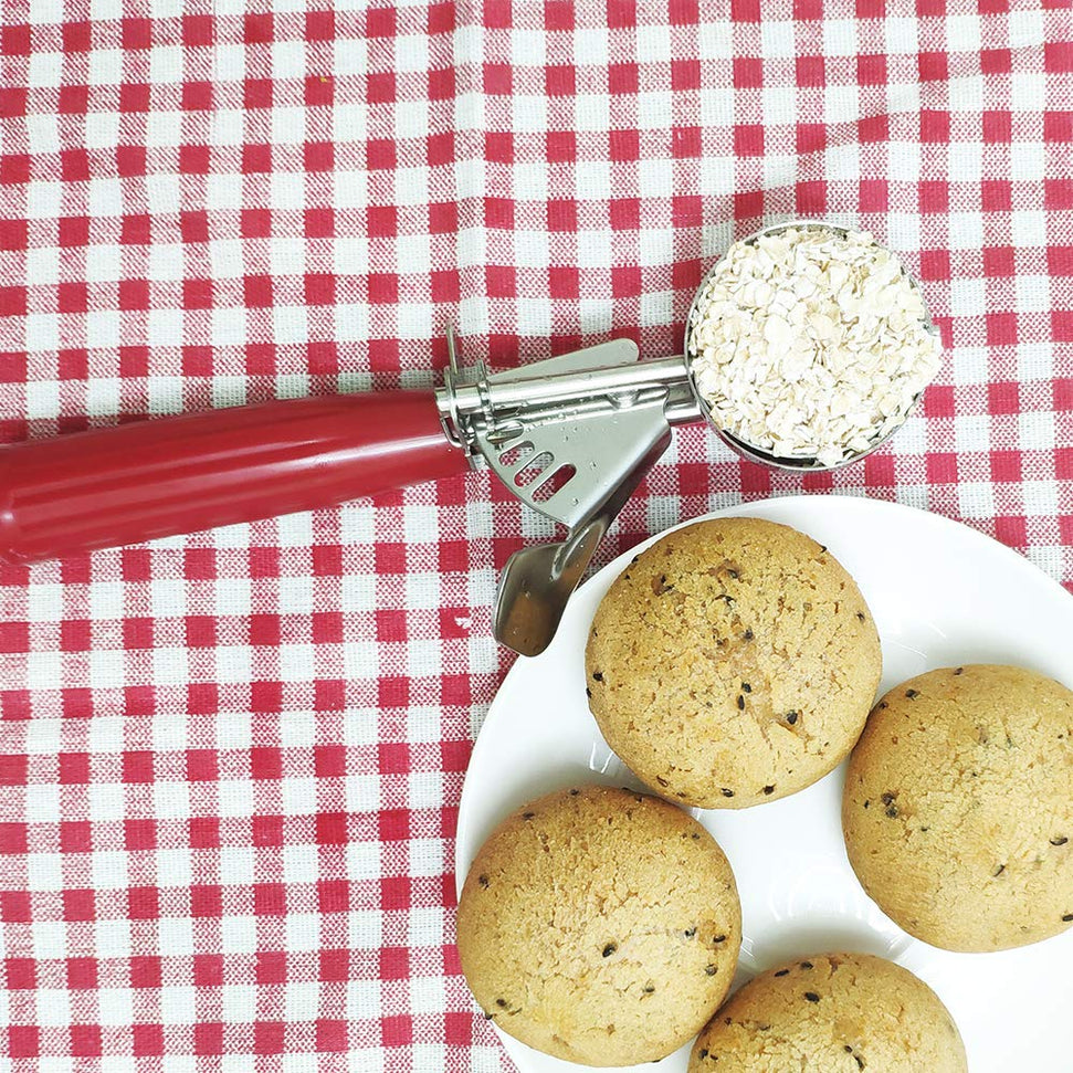 Browne - 1.35 Oz Stainless Steel Ice Cream Scoop with Red Handle - 573324