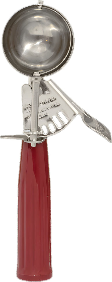 Browne - 1.35 Oz Stainless Steel Ice Cream Scoop with Red Handle - 573324
