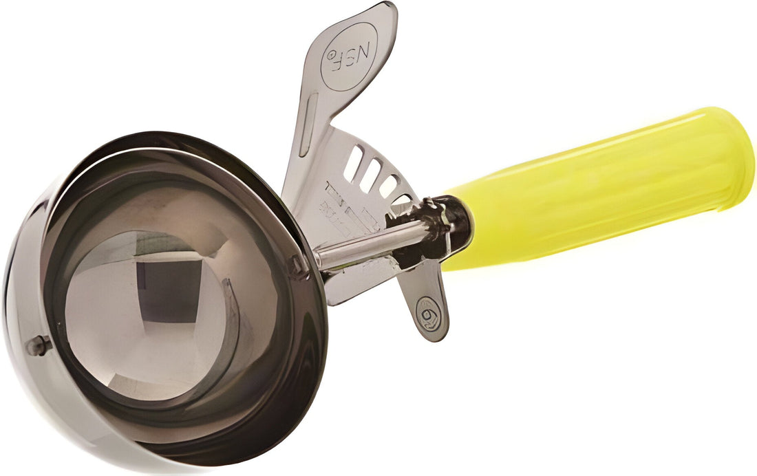 Browne - 1.75 Oz Stainless Steel Ice Cream Scoop With Yellow Handle - 573320