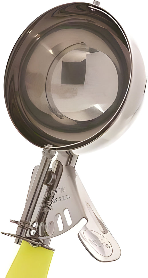 Browne - 1.75 Oz Stainless Steel Ice Cream Scoop With Yellow Handle - 573320