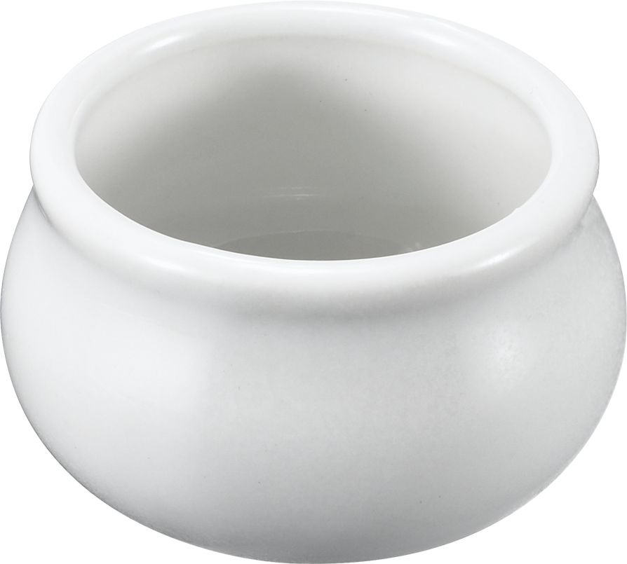 Browne - 2 Oz Round White Butter/Sauce Pot - 564002W