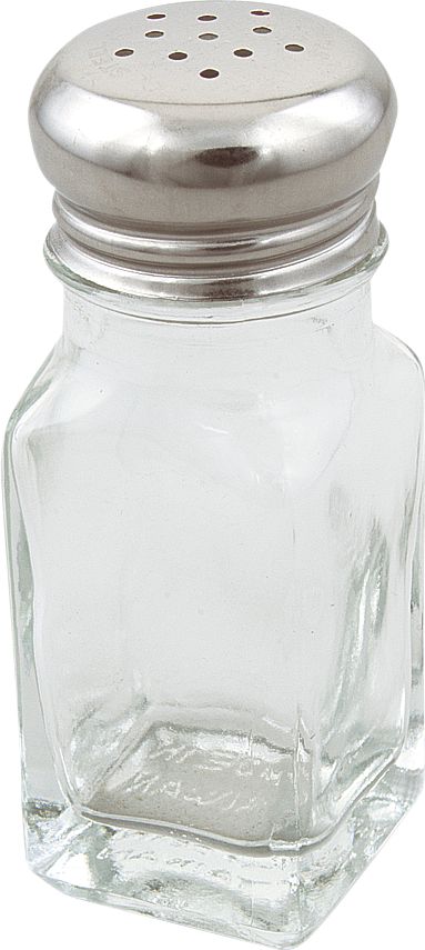 Browne - 2 Oz Square Glass Salt/Pepper Shaker with Stainless Steel top with Universal Holes (12 Count) - 575183