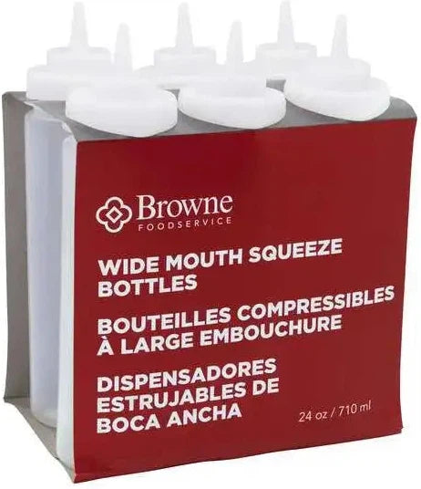 Browne - 24 Oz Plain White Wide Mouth Squeeze Dispenser ( Pack of 6) - 57802500