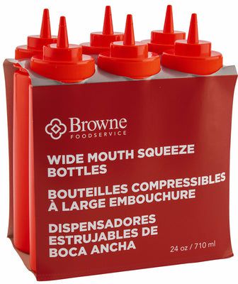 Browne - 24 Oz Red Wide Mouth Squeeze Dispenser, Pack of 6 - 57802505