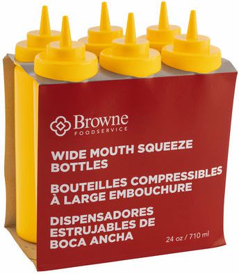 Browne - 24 Oz Yellow Wide Mouth Squeeze Dispenser, Pack of 6 - 57802517