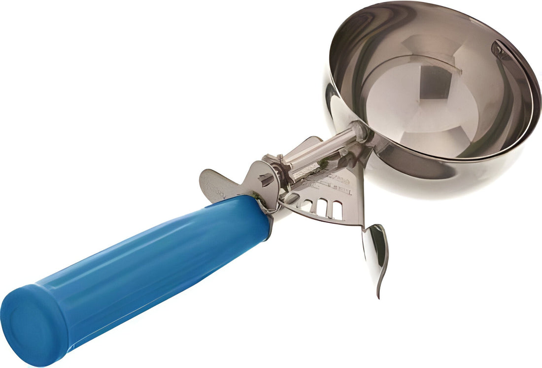 Browne - 2.25 Oz Stainless Steel Standard Ice Cream Scoop With Blue Handle - 573316