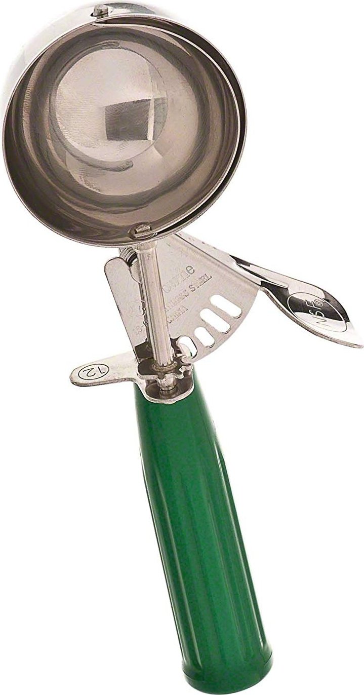 Browne - 2.7 Oz Stainless Steel Disher/Ice Cream Scoop With Green Handle - 573312