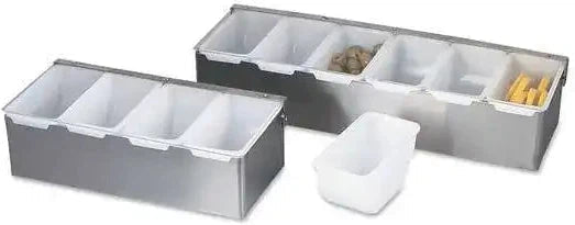 Browne - 4 Compartment Stainless Steel Bar Caddy/Condiment Tray With Plastic Inserts - 79300