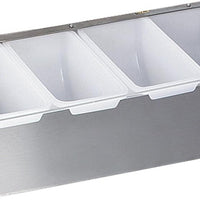 Browne - 4 Compartment Stainless Steel Bar Caddy/Condiment Tray With Plastic Inserts - 79300