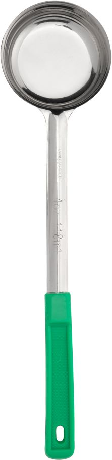 Browne - 4 Oz Stainless Steel Portioner / Spoodles with Green Handle, 1 PC (5744) - 5757440