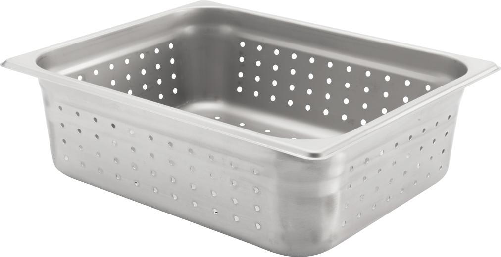 Browne - 4" Stainless Steel 1/2 Perforated Deep Steam Table Pan - 21214