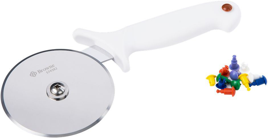 Browne - 4" White Heat Resistant Pizza Cutter with Nylon Handle - 574382