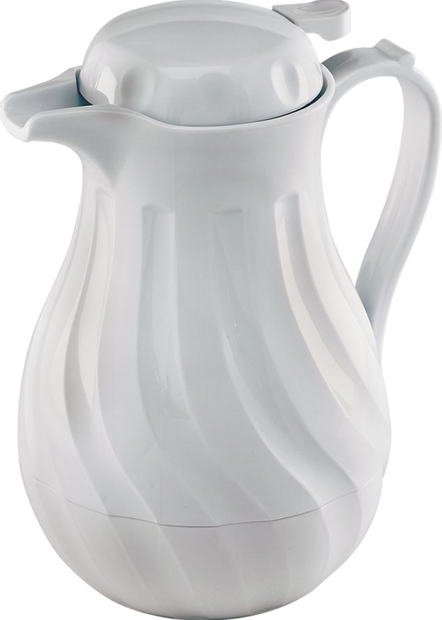 Browne - 40 Oz White Beverage Server With Swirl Push Button - 744221