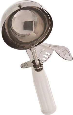 Browne - 4.8 Oz Stainless Steel Ice Cream Scoop with White Handle - 573306