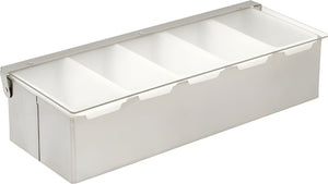 Browne - 5 Compartment Stainless Steel Bar Caddy/Condiment Tray With Plastic Inserts - 79302