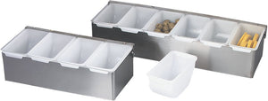 Browne - 6 Compartment Stainless Steel Bar Caddy/Condiment Tray With Plastic Inserts - 79303