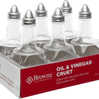 Browne - 6 Oz Oil & Vinegar Glass Dispenser with Stainless Steel Top (Pack of 6) - 575226