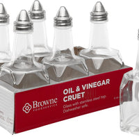 Browne - 6 Oz Oil & Vinegar Glass Dispenser with Stainless Steel Top (Pack of 6) - 575226