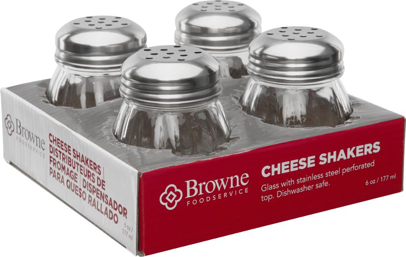 Browne - 6 Oz Swirl Cheese Shakers With Perforated Stainless Steel, Pack of 4 - 575227