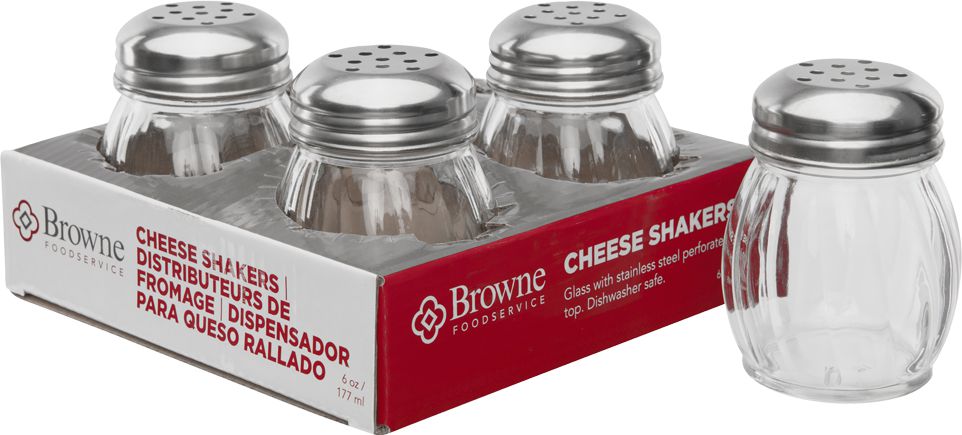 Browne - 6 Oz Swirl Cheese Shakers With Perforated Stainless Steel, Pack of 4 - 575227