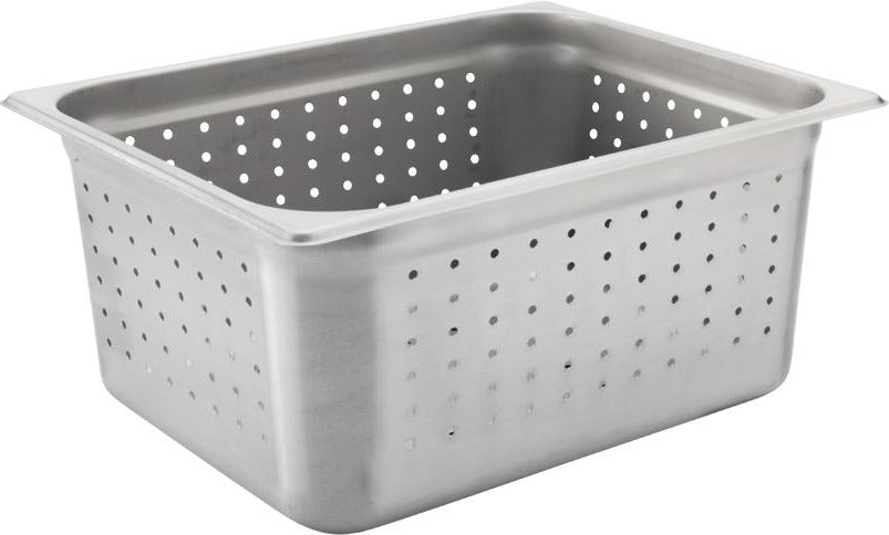 Browne - 6" Stainless Steel 1/2 Perforated Deep Steam Table Pan - 21216